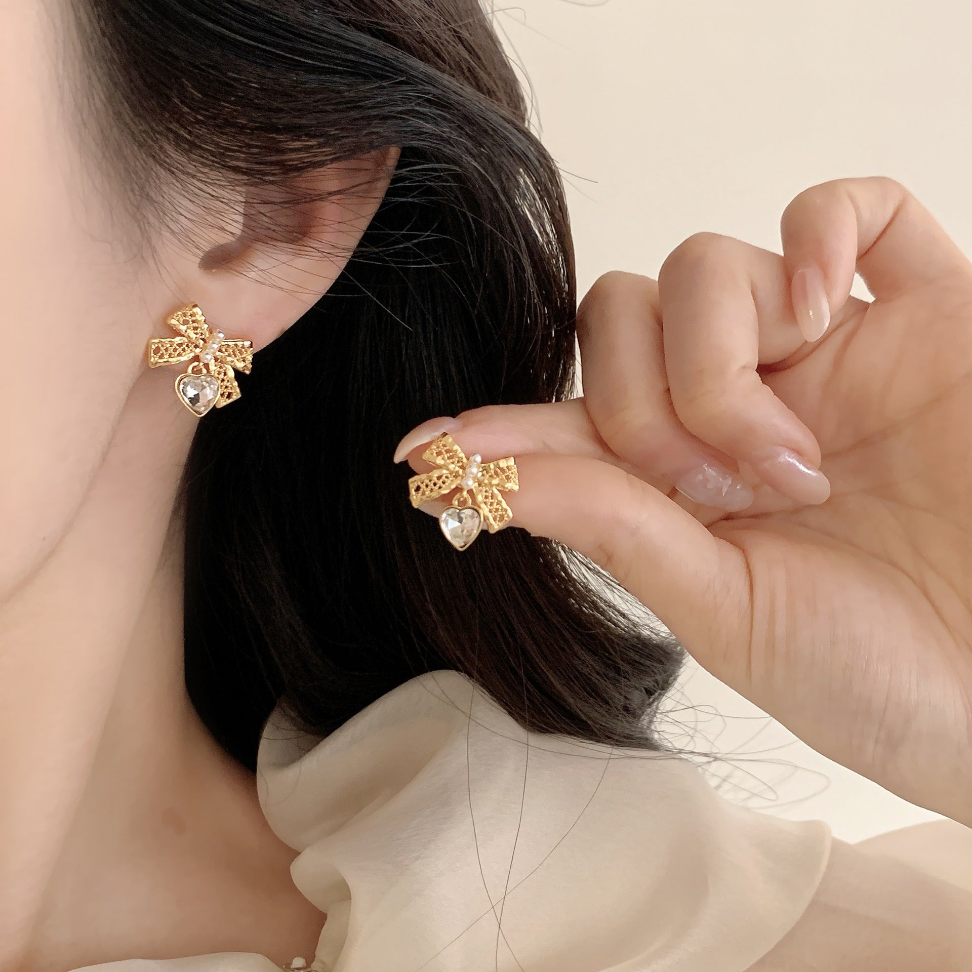 Heart Shape Stud Earrings For Women In Sweet Style With 925 Sterling Silver Posts And Real Gold Plated Copper