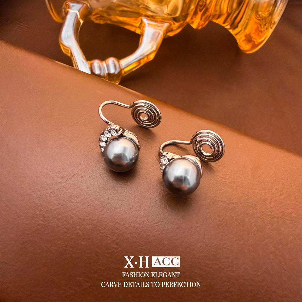 Elegant Heart Shape Clip Earrings For Women In Gold Alloy With Electroplated Finish And Artificial Pearl Inlay
