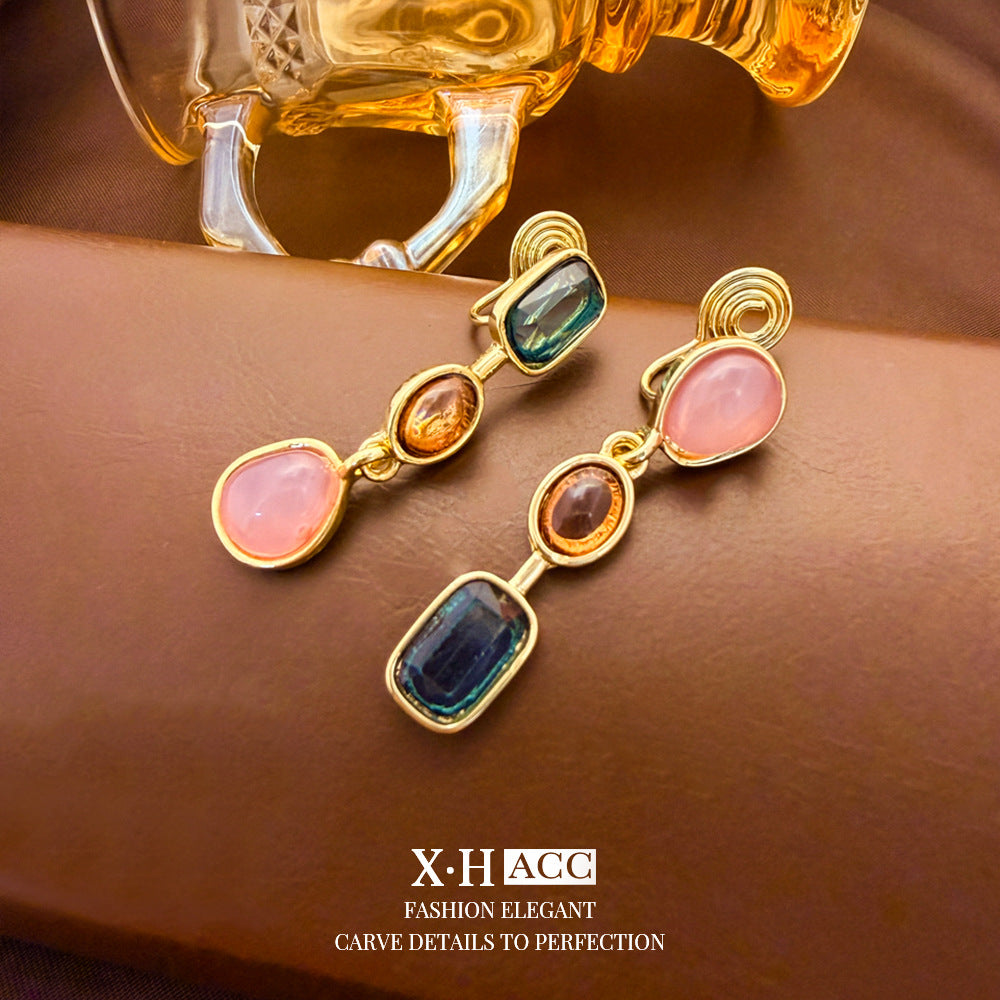 Elegant Heart Shape Clip Earrings For Women In Gold Alloy With Electroplated Finish And Artificial Pearl Inlay