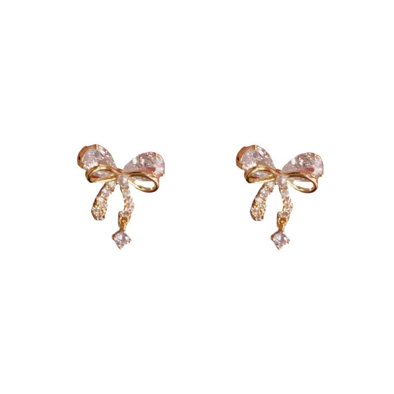 Bow Tie Earrings For Women In 14K Real Gold Plated Brass With Copper Ear Pins, Elegant Gold Jewelry