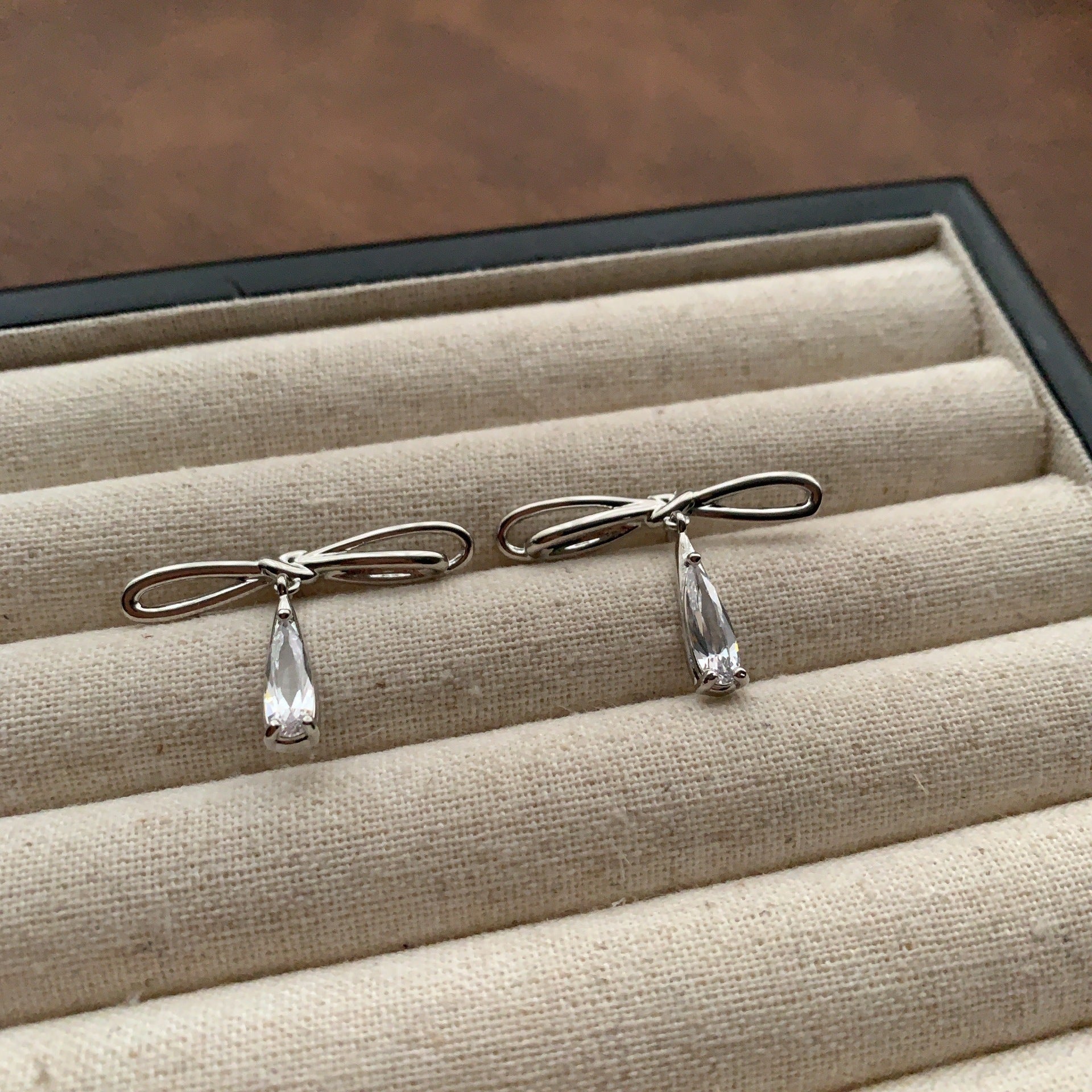 Bow Tie Drop Earrings For Women In New Style With 925 Sterling Silver Posts, Copper Base, Real Gold Plated And Zircon Inlay