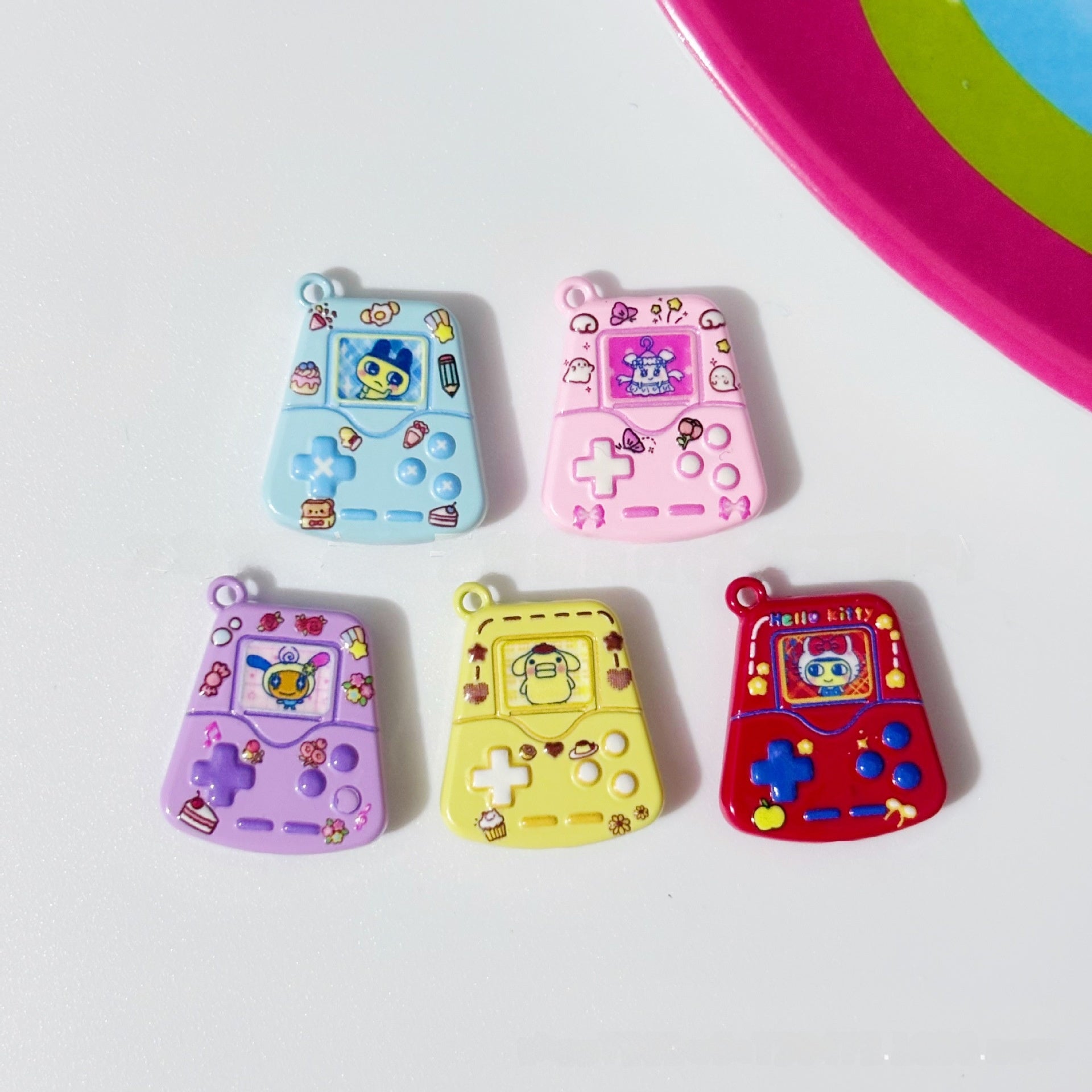 Game Console Pendant Made Of Zinc With Stoving Varnish, Featuring Sweet Style In Natural Pink Jewelry Accessories
