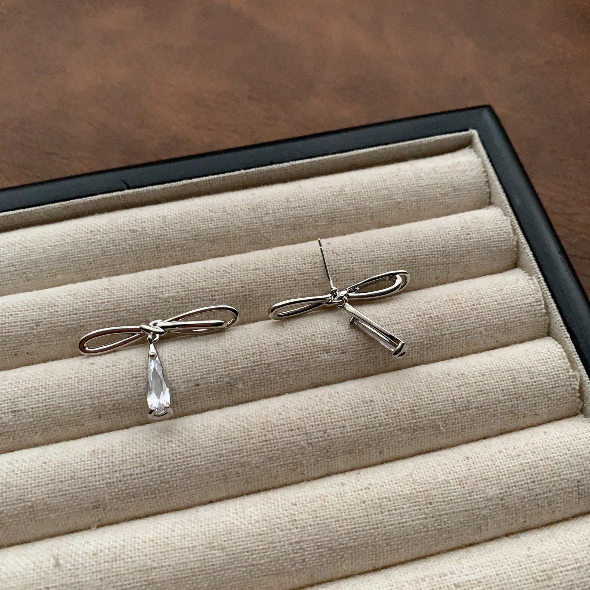 Bow Tie Drop Earrings For Women In New Style With 925 Sterling Silver Posts, Copper Base, Real Gold Plated And Zircon Inlay