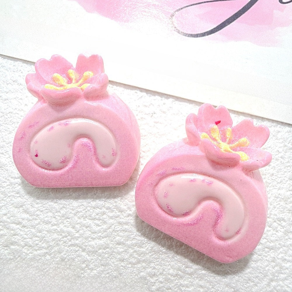 Cute Cake Resin Pendant With Enamel Craft In Natural Pink, Jewelry Accessories