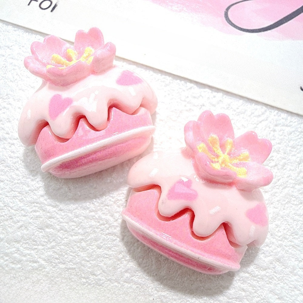 Cute Cake Resin Pendant With Enamel Craft In Natural Pink, Jewelry Accessories