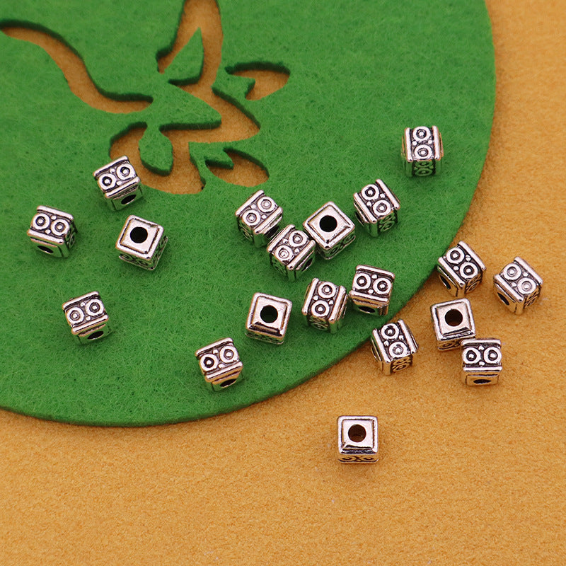 Antique Silver Plated Alloy Circle Beads For Jewelry Making, Diameter 5mm With 2-2.9mm Hole, Electroplated Finish