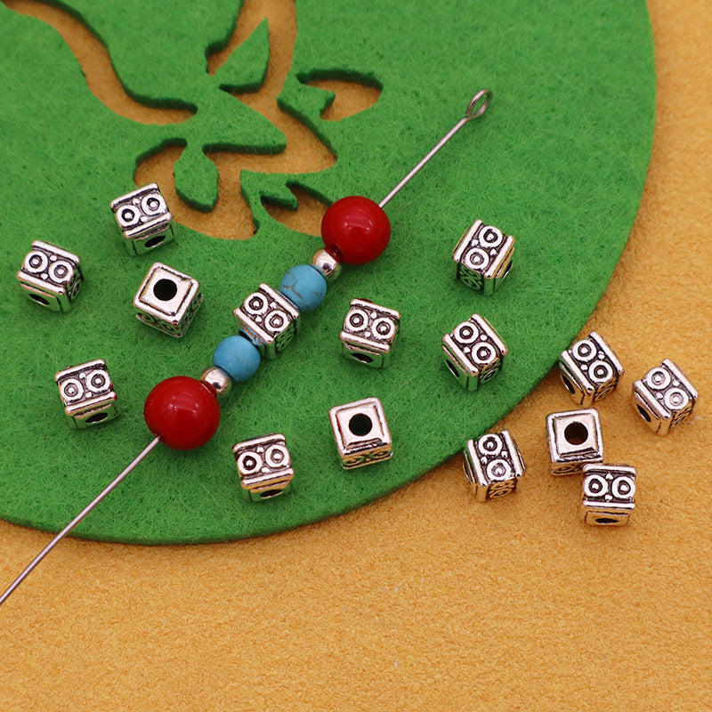 Antique Silver Plated Alloy Circle Beads For Jewelry Making, Diameter 5mm With 2-2.9mm Hole, Electroplated Finish
