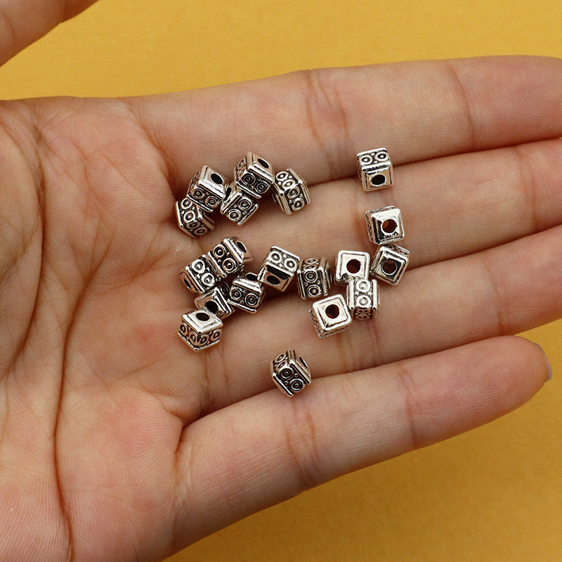Antique Silver Plated Alloy Circle Beads For Jewelry Making, Diameter 5mm With 2-2.9mm Hole, Electroplated Finish