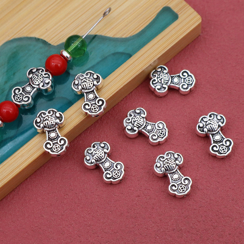 Electroplated Zinc Beads For Jewelry Making With 1~1.9mm Hole Size In Retro Style