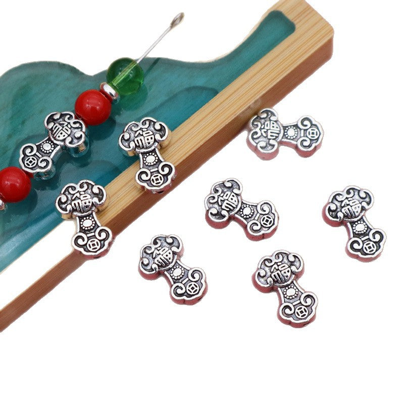Electroplated Zinc Beads For Jewelry Making With 1~1.9mm Hole Size In Retro Style