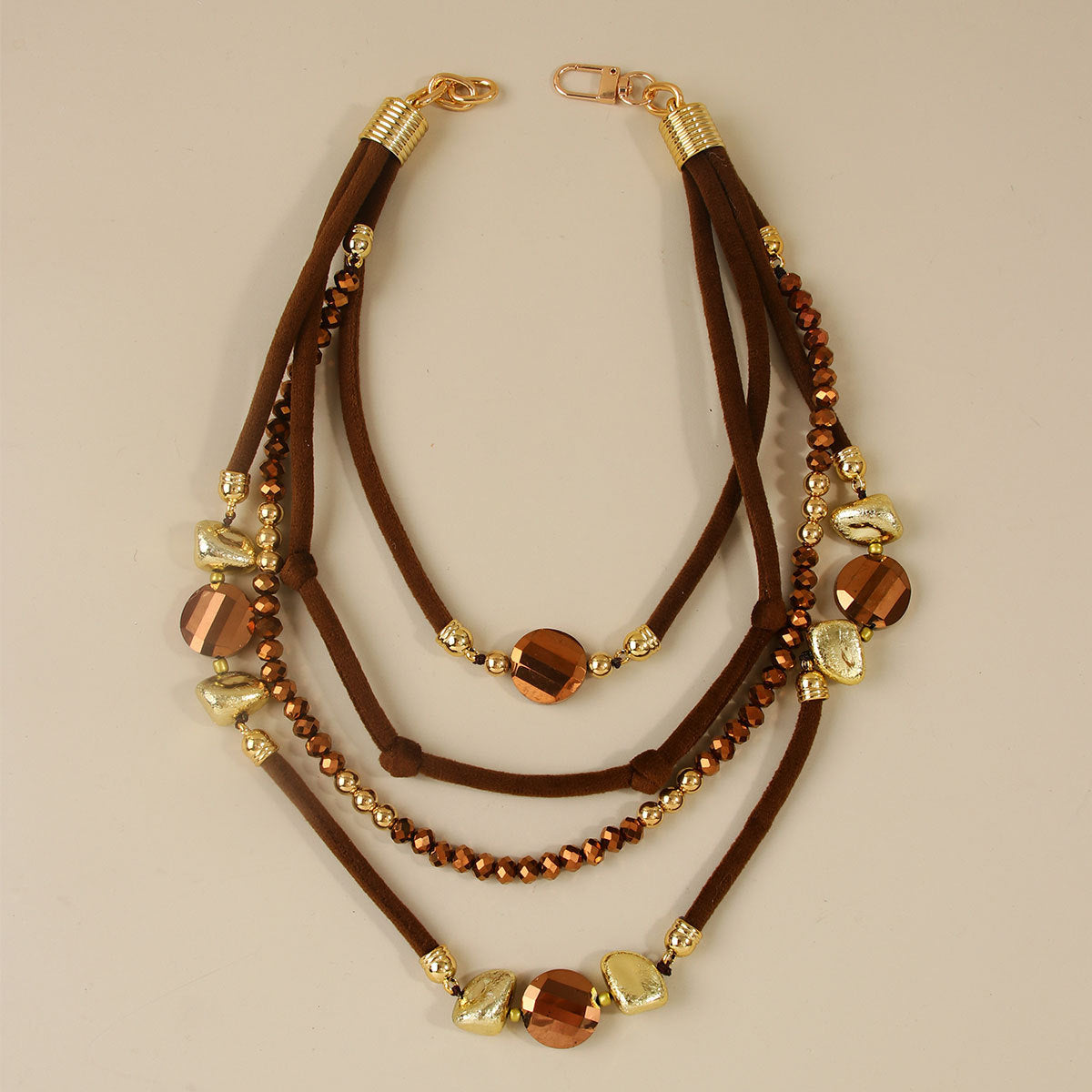 Maillard Style Brown Beaded Chain Sweater Chain For Women With Mixed Materials Featuring Beading Craft