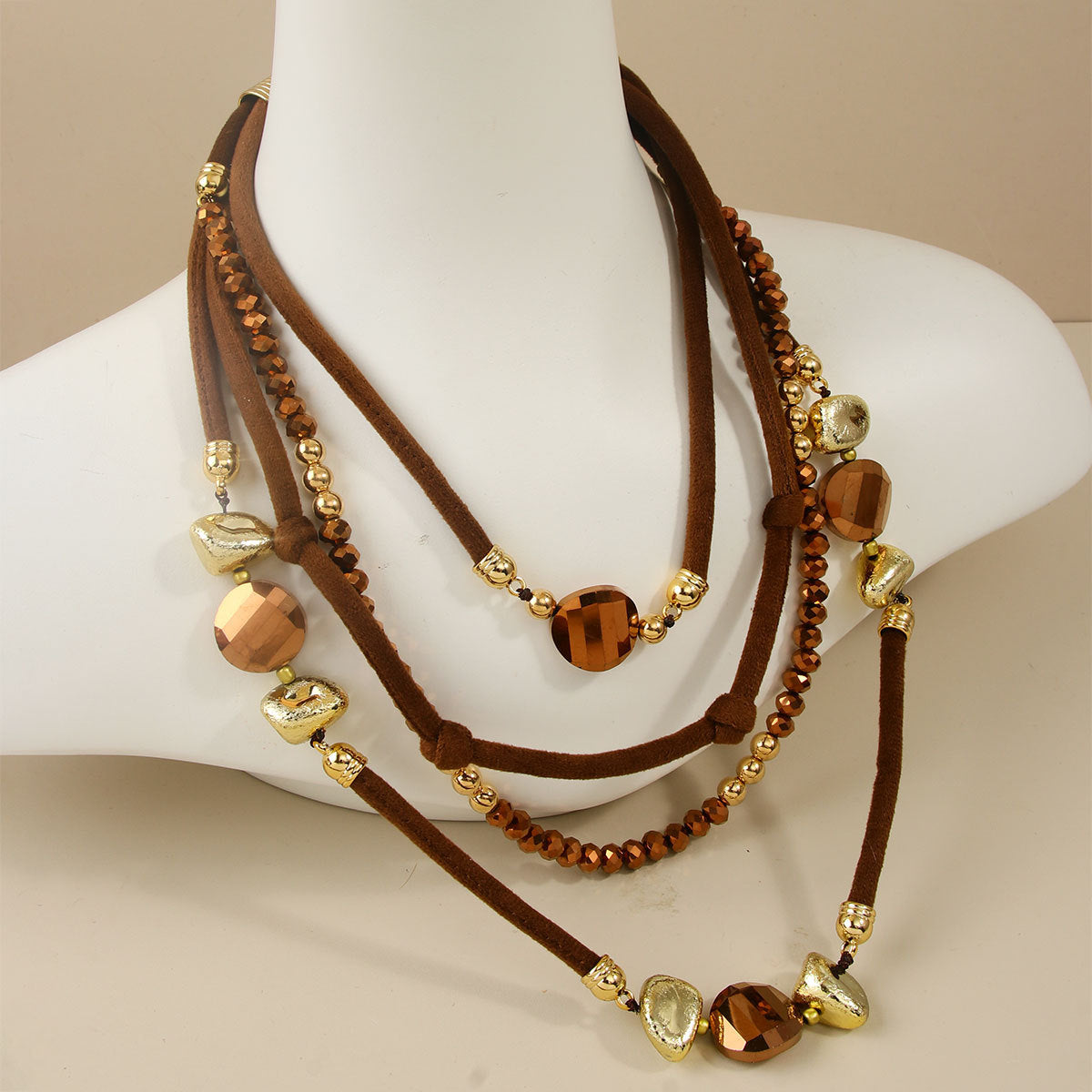 Maillard Style Brown Beaded Chain Sweater Chain For Women With Mixed Materials Featuring Beading Craft