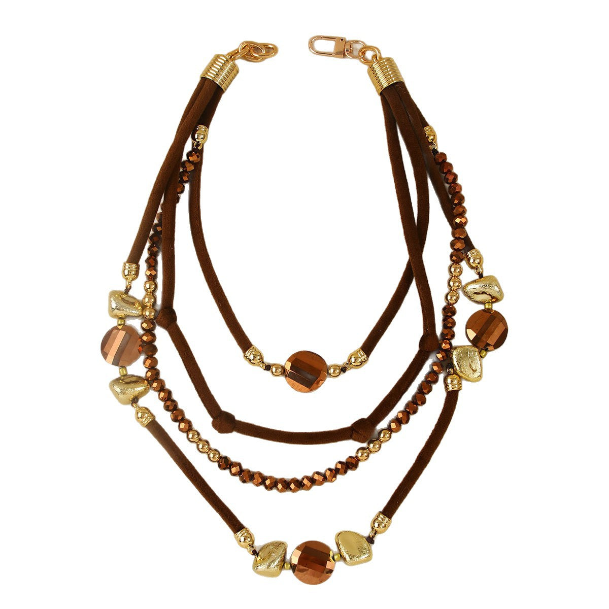 Maillard Style Brown Beaded Chain Sweater Chain For Women With Mixed Materials Featuring Beading Craft