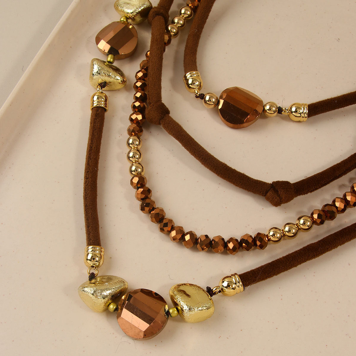 Maillard Style Brown Beaded Chain Sweater Chain For Women With Mixed Materials Featuring Beading Craft