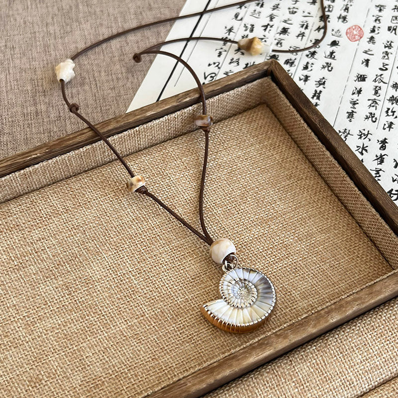 Ethnic Style Handmade Brown Cotton Braid Plant Sweater Chain Necklace For Unisex