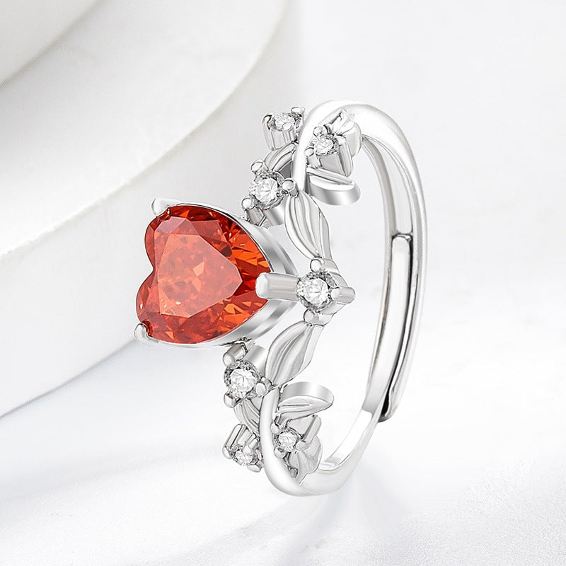 Heart Shape Faceted Open Rings For Women In Copper With Real Gold Plated Finish, Perfect For Spring
