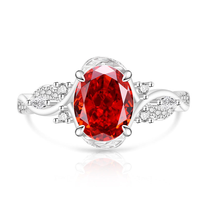 Faceted Leaf Ring For Women In Copper With Real Gold Plated Finish, Featuring A Stunning Red Color