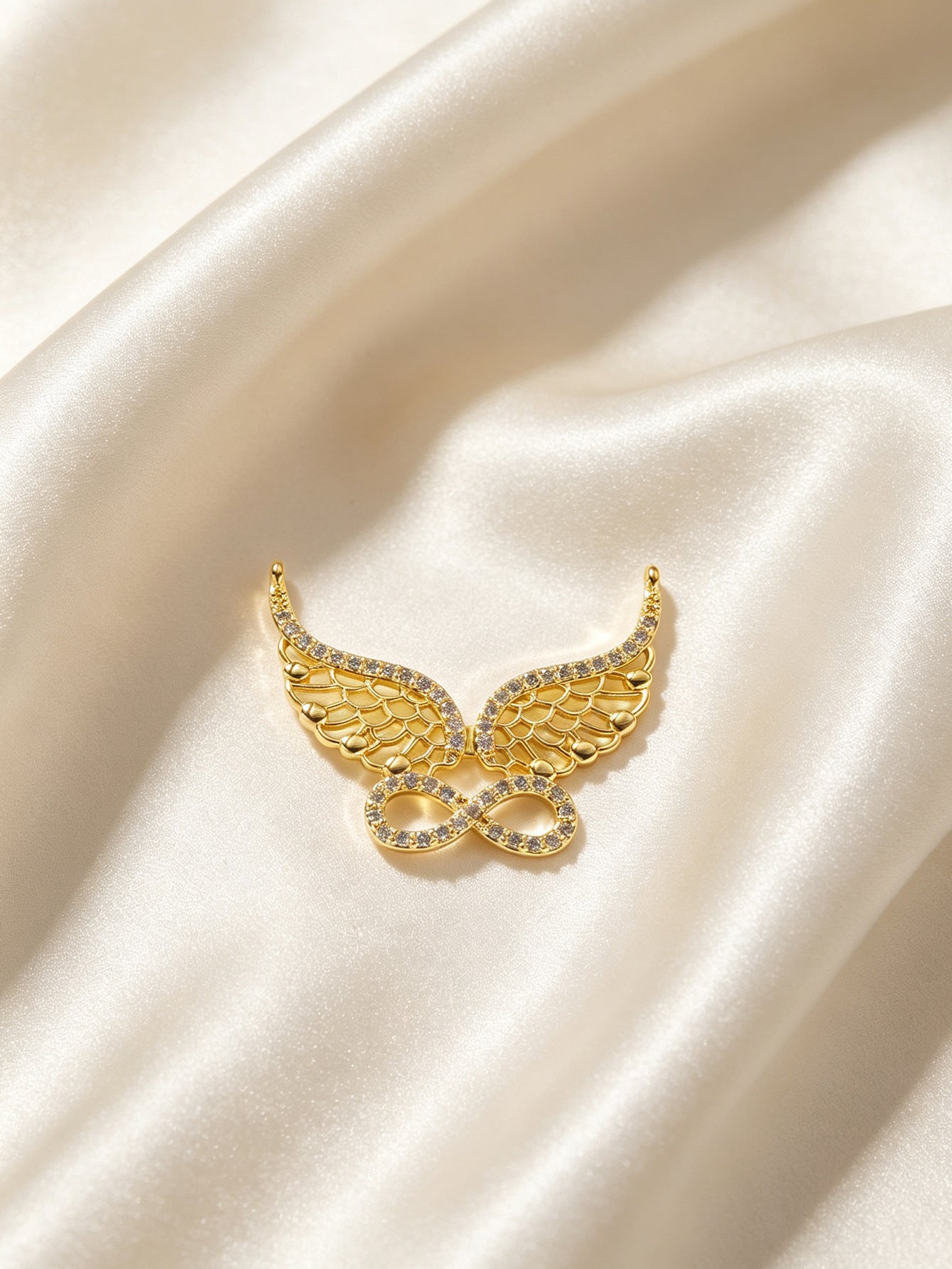 Infinity Pendant Made Of Copper With 18K Real Gold Plated Electroplated Finish Featuring Zircon Inlay In Gold