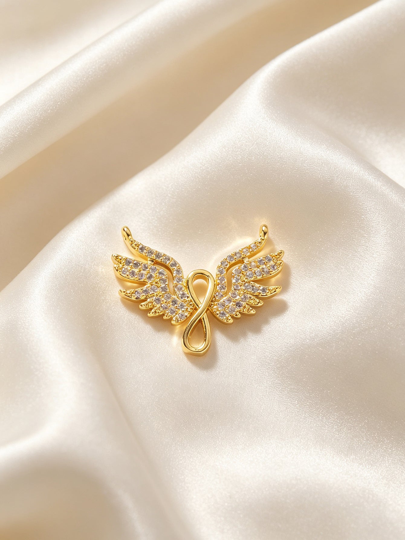 Infinity Pendant Made Of Copper With 18K Real Gold Plated Electroplated Finish Featuring Zircon Inlay In Gold