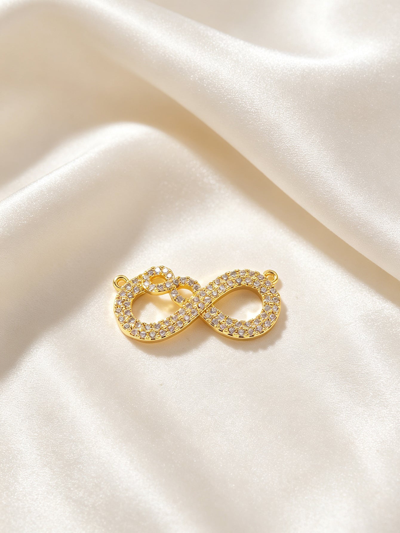 Infinity Pendant Made Of Copper With 18K Real Gold Plated Electroplated Finish Featuring Zircon Inlay In Gold