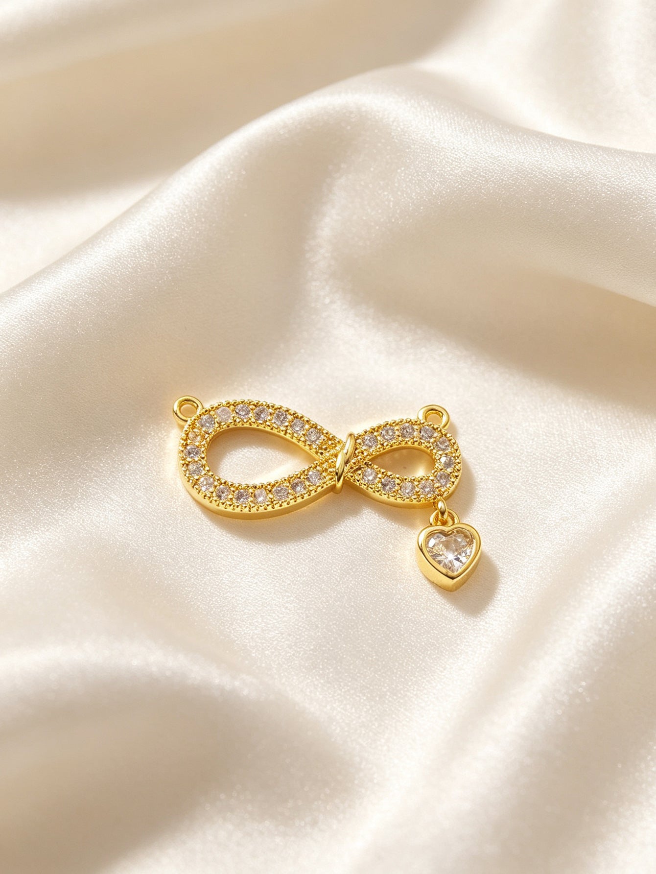 Infinity Pendant Made Of Copper With 18K Real Gold Plated Electroplated Finish Featuring Zircon Inlay In Gold