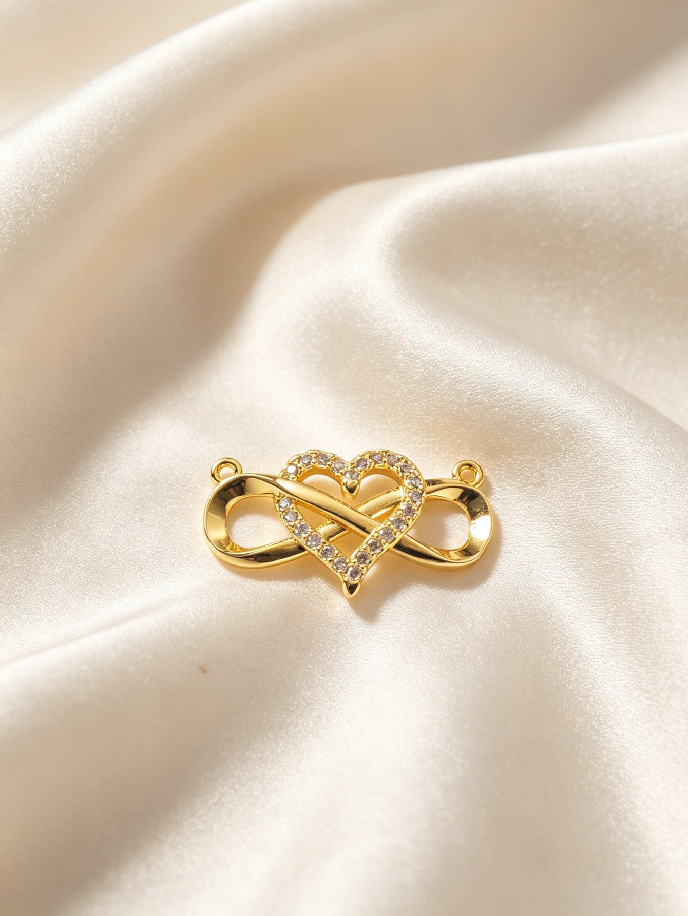 Infinity Pendant Made Of Copper With 18K Real Gold Plated Electroplated Finish Featuring Zircon Inlay In Gold
