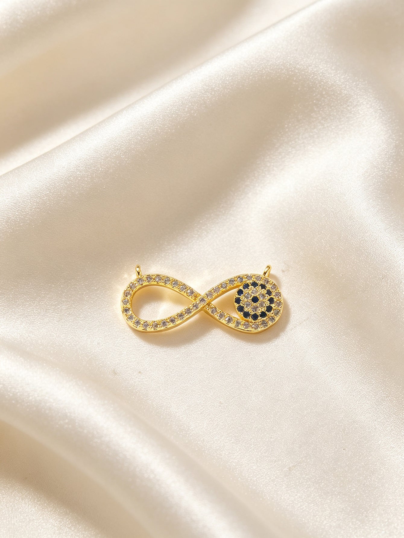 Infinity Pendant Made Of Copper With 18K Real Gold Plated Electroplated Finish Featuring Zircon Inlay In Gold