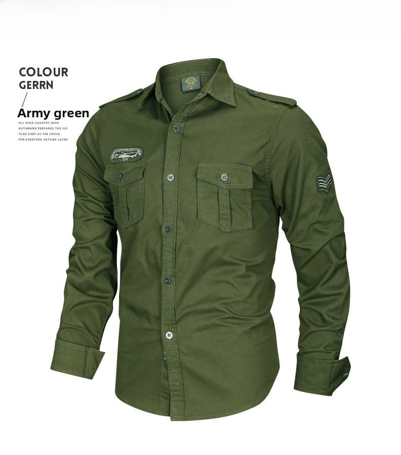 Solid Color Casual Long Sleeve Blouse In Cotton With Placket For Men