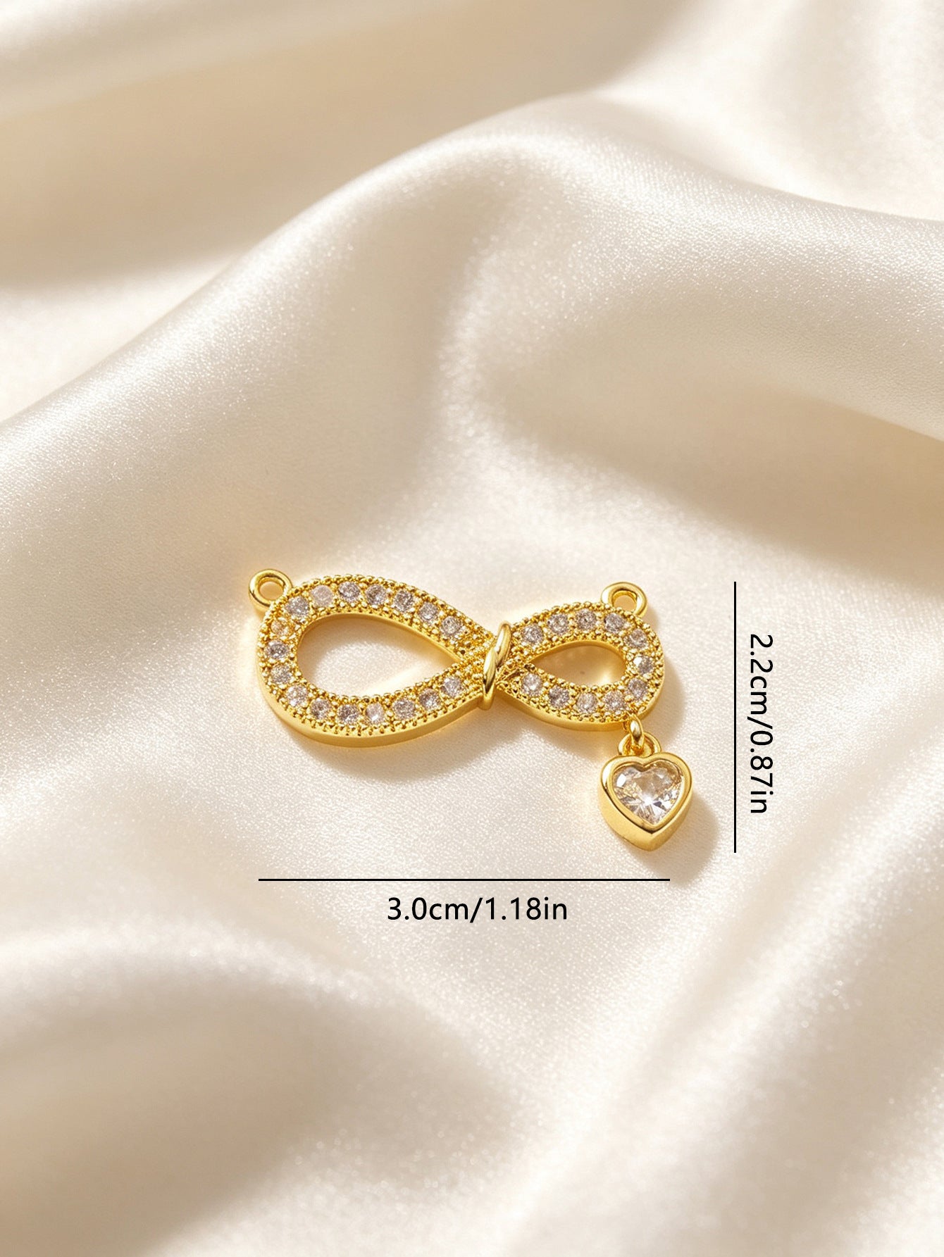 Infinity Pendant Made Of Copper With 18K Real Gold Plated Electroplated Finish Featuring Zircon Inlay In Gold