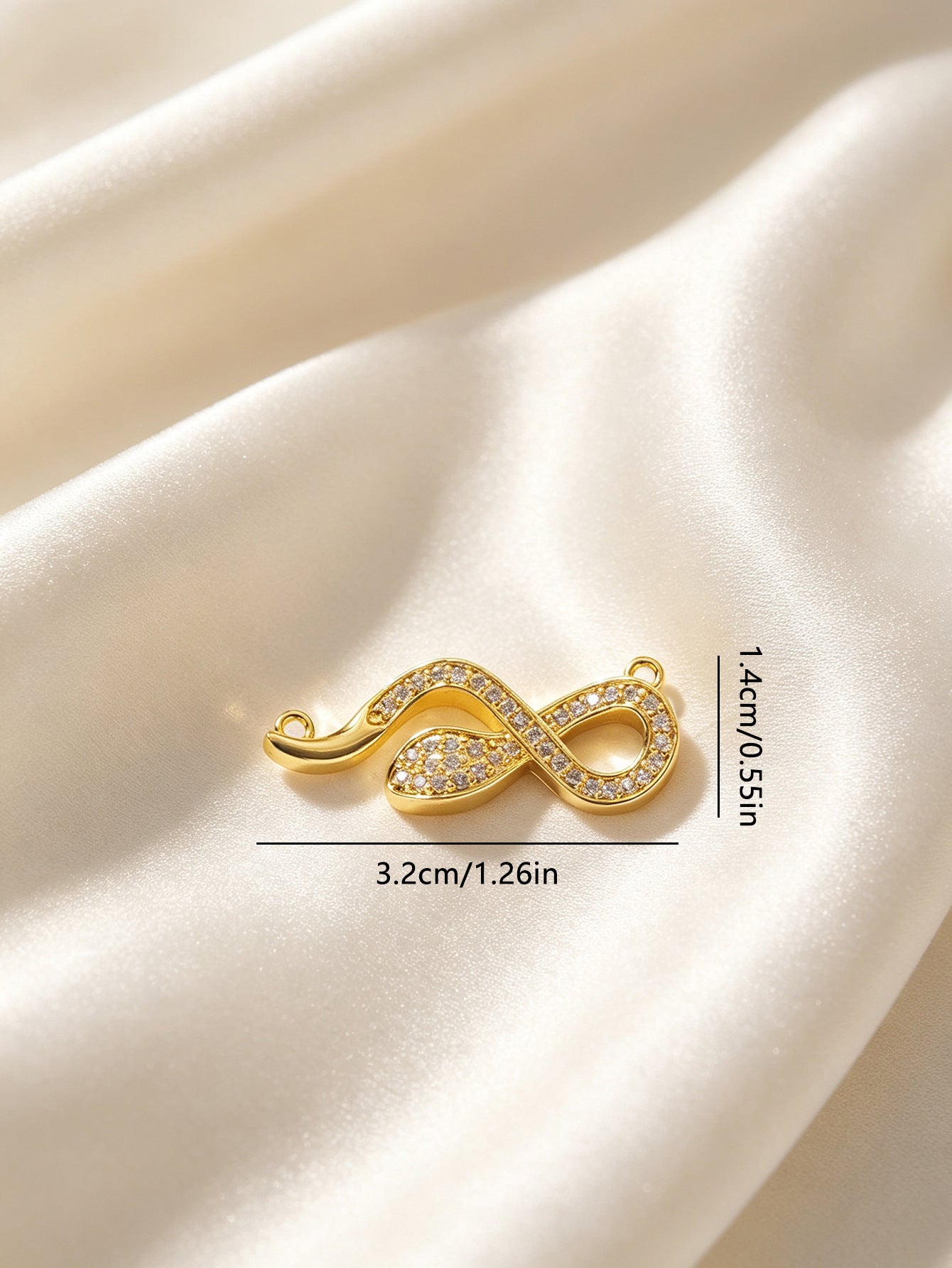 Infinity Pendant Made Of Copper With 18K Real Gold Plated Electroplated Finish Featuring Zircon Inlay In Gold