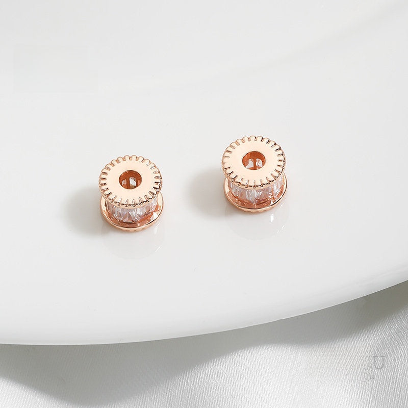 1 PCS 14k Gold Filled Gear Spacer Bar With Zircon, 14K Real Gold Plated And Electroplated Finish Jewelry Accessory