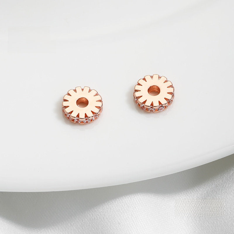 1 PCS 14k Gold Filled Gear Spacer Bar With Zircon, 14K Real Gold Plated And Electroplated Finish Jewelry Accessory