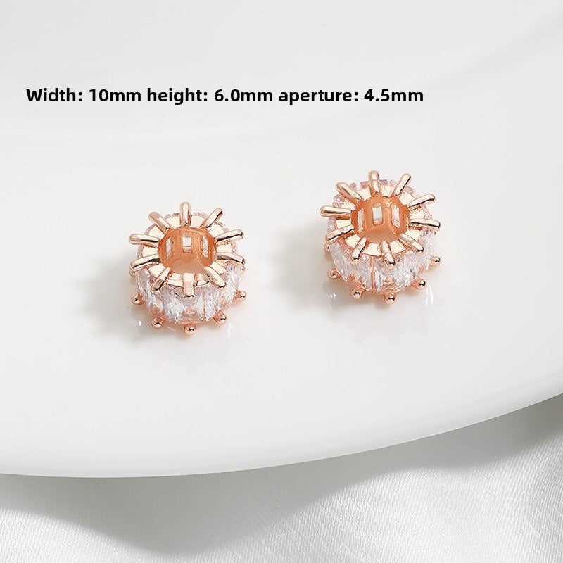 1 PCS 14k Gold Filled Gear Spacer Bar With Zircon, 14K Real Gold Plated And Electroplated Finish Jewelry Accessory