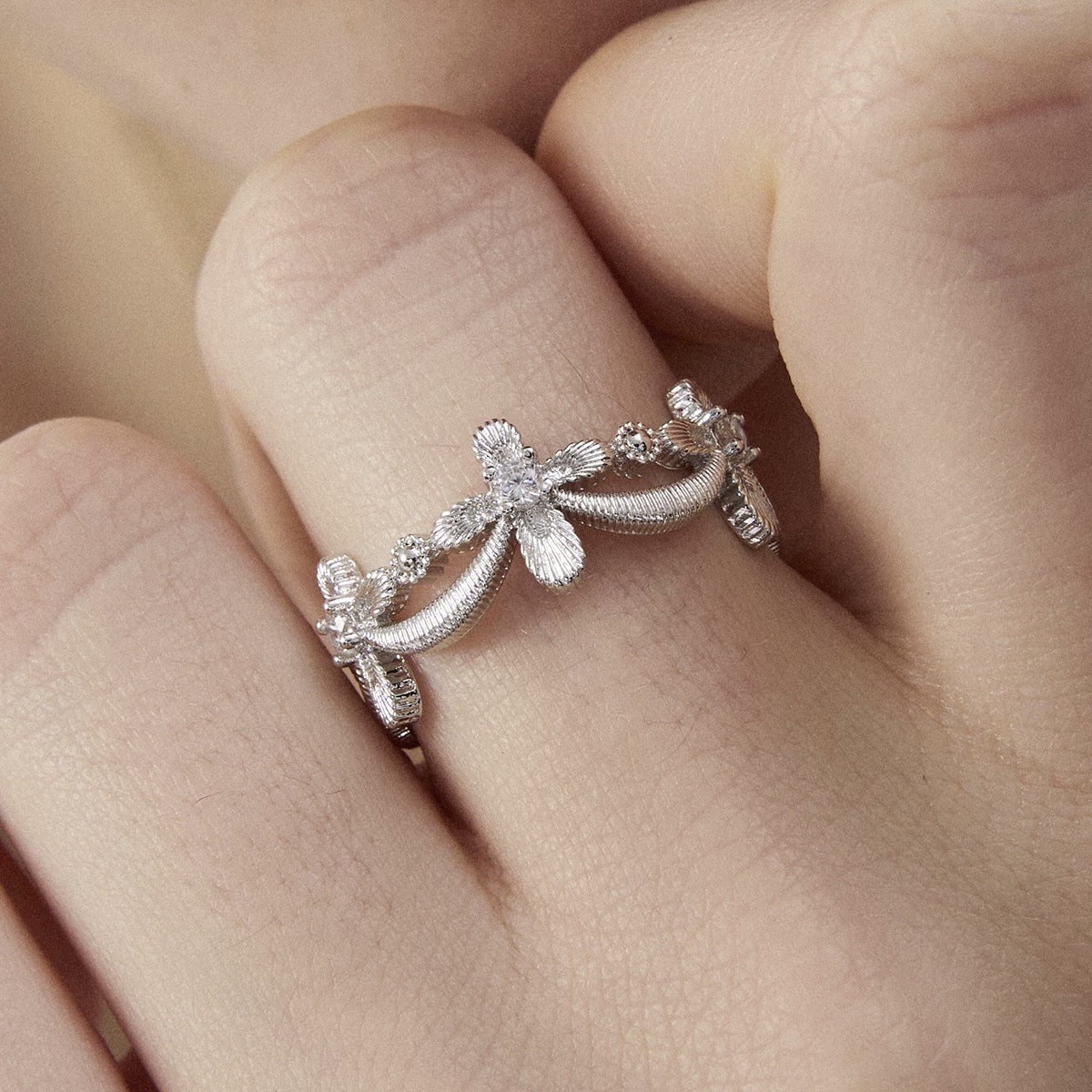 Elaborate Copper Cross Ring For Women In Maillard Style, Available In Silver