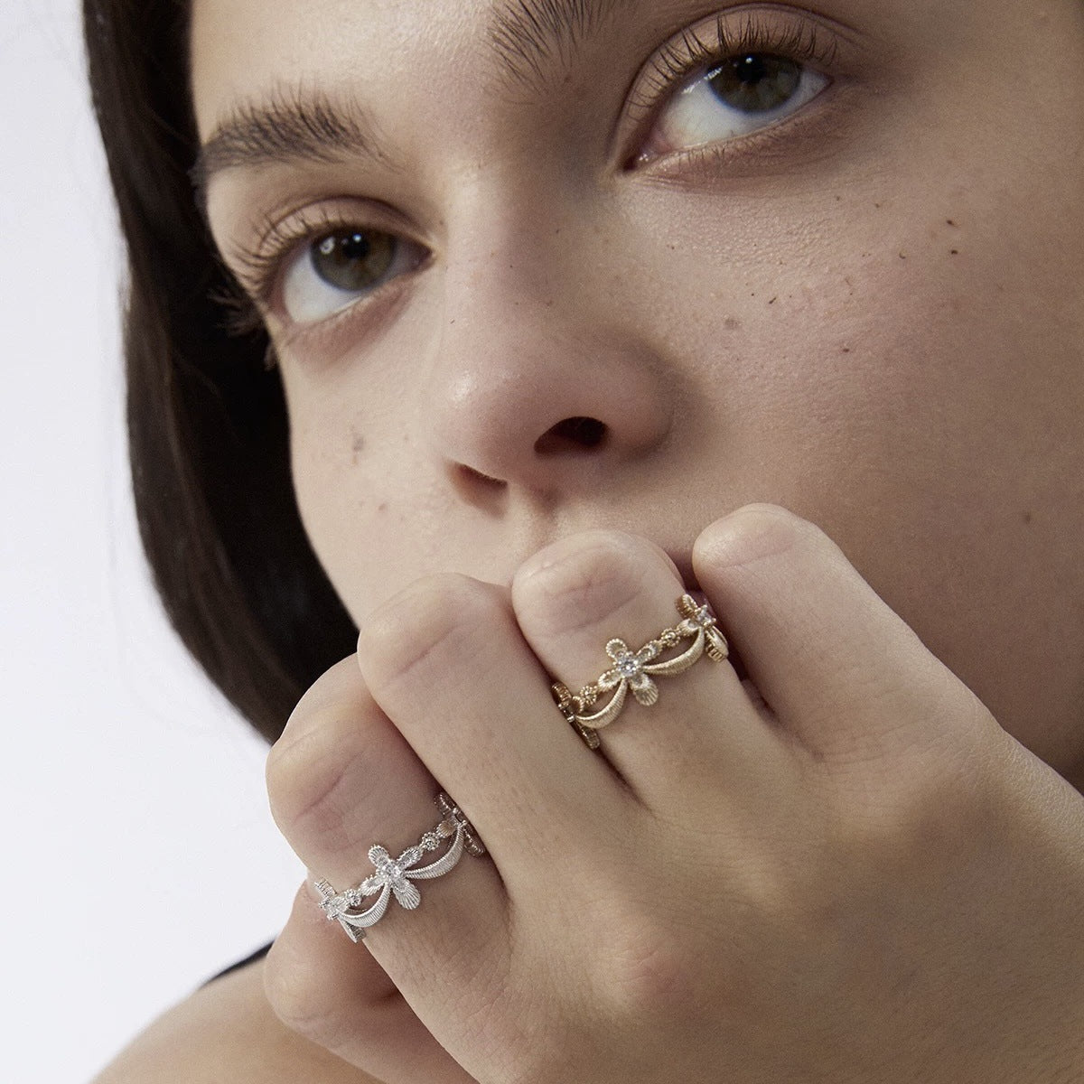 Elaborate Copper Cross Ring For Women In Maillard Style, Available In Silver