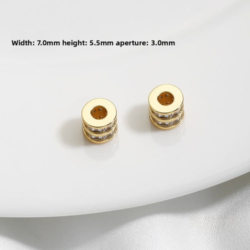1 PCS 14k Gold Filled Gear Spacer Bar With Zircon, 14K Real Gold Plated And Electroplated Finish Jewelry Accessory