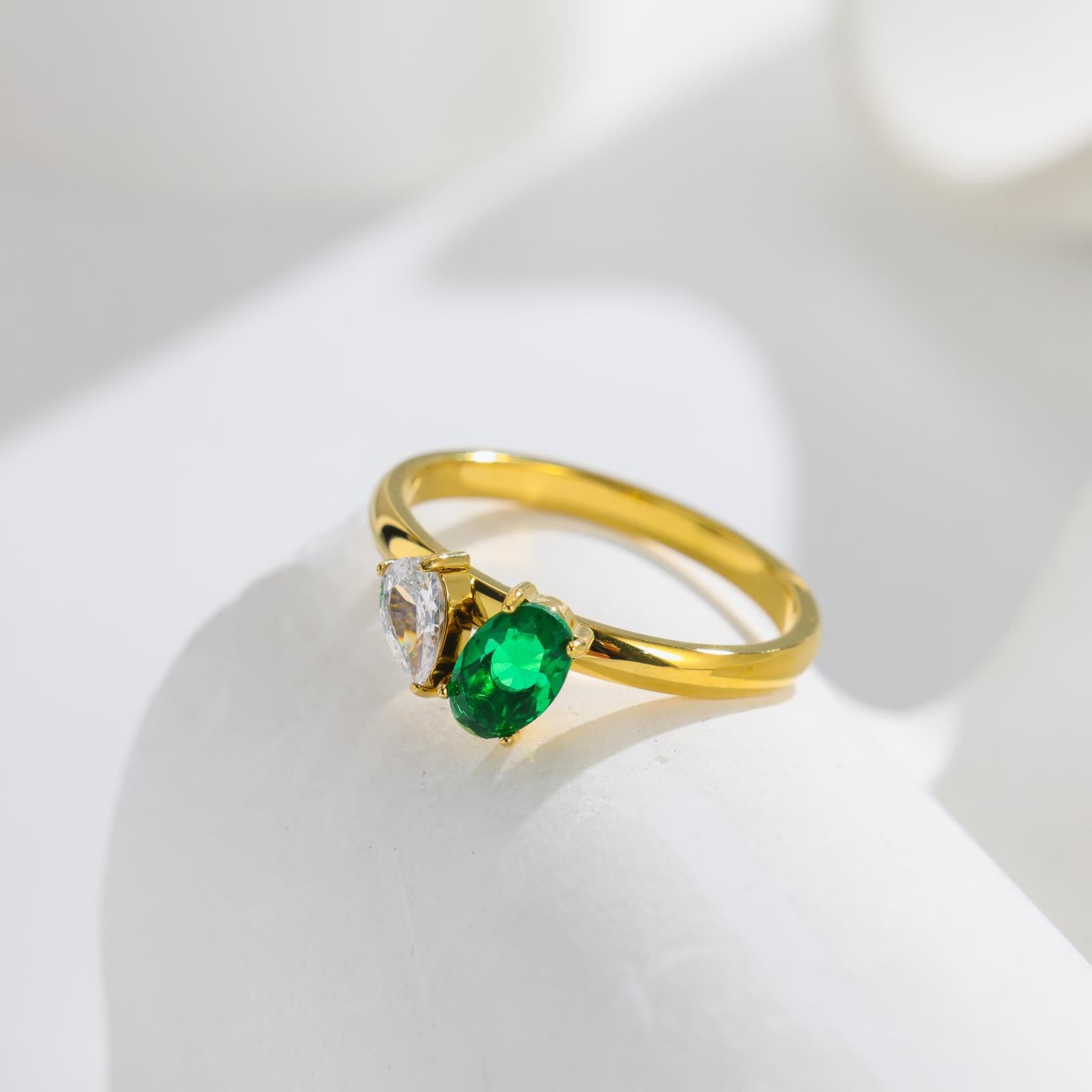 Geometric Titanium Steel Rings For Women With Zircon Inlay Featuring Electroplated Finish