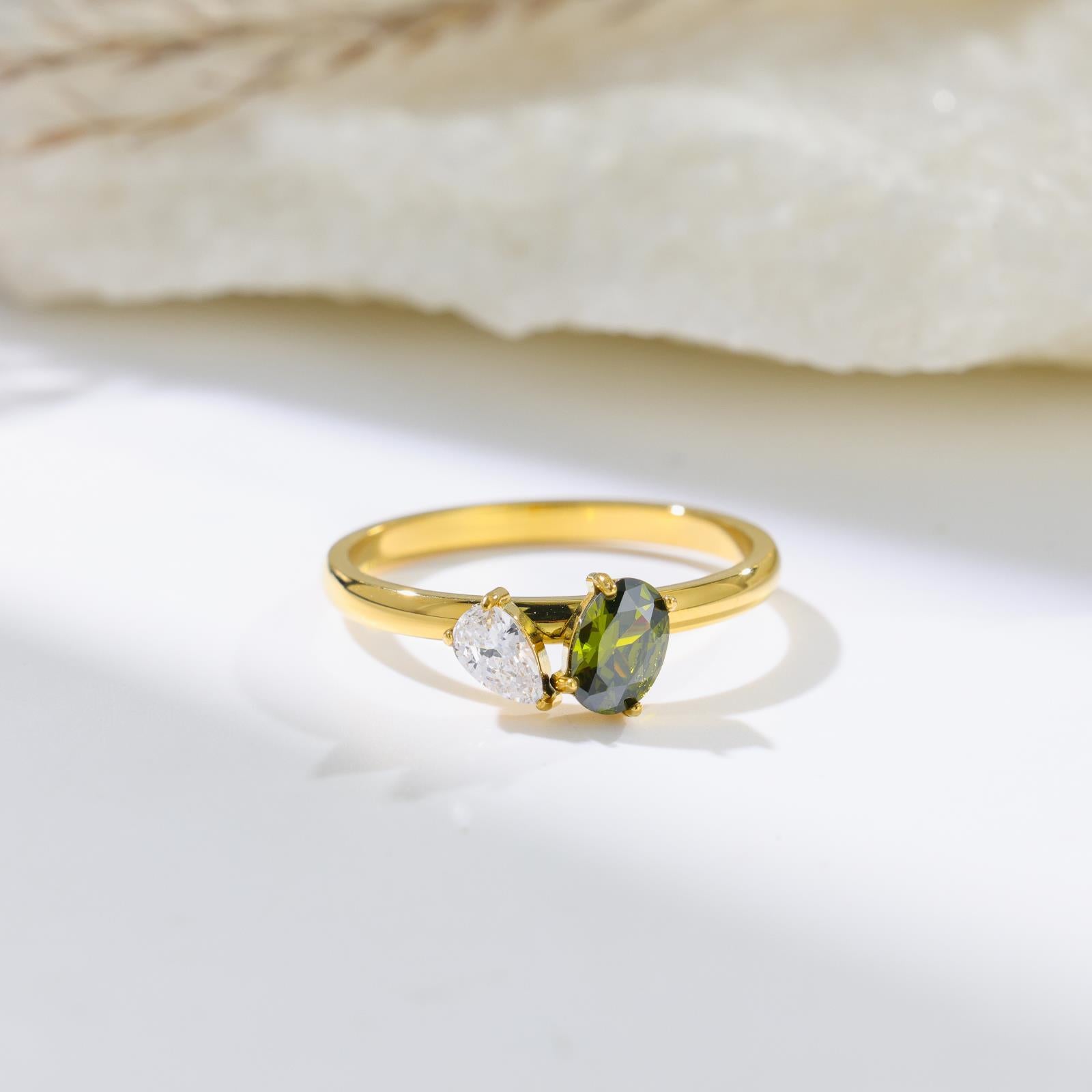Geometric Titanium Steel Rings For Women With Zircon Inlay Featuring Electroplated Finish