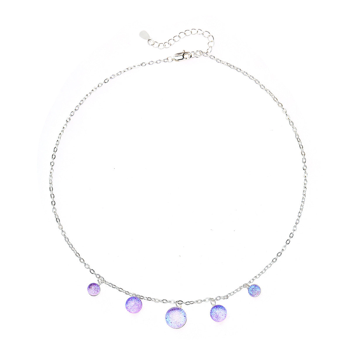 Blue Tassel Choker Necklace For Women With Copper Craft And Zircon Inlay On Cable Chain