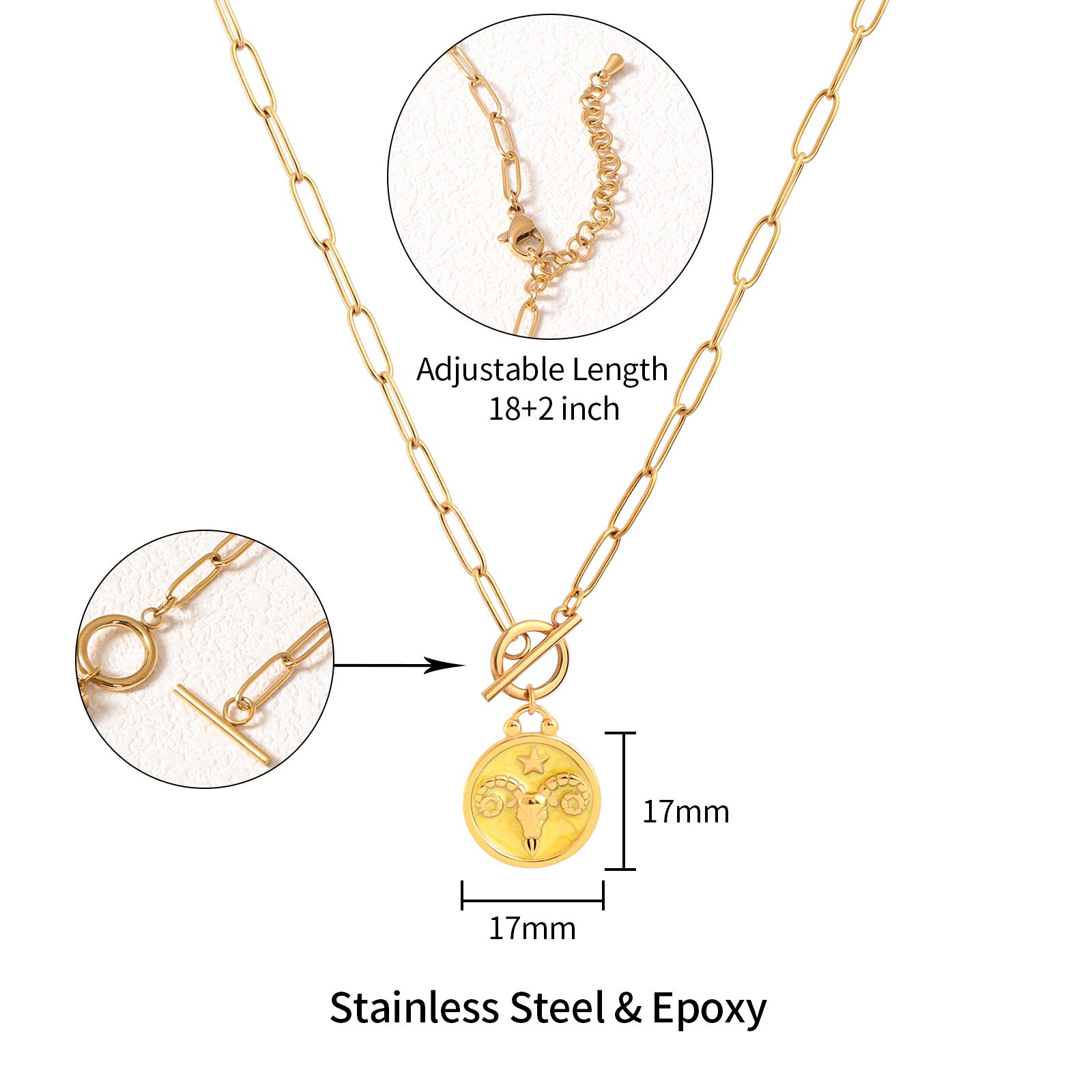 Multicolor Enamel Bottle Pendant Necklace For Adults With 18K Real Gold Plated 304 Stainless Steel And Paperclip Chain