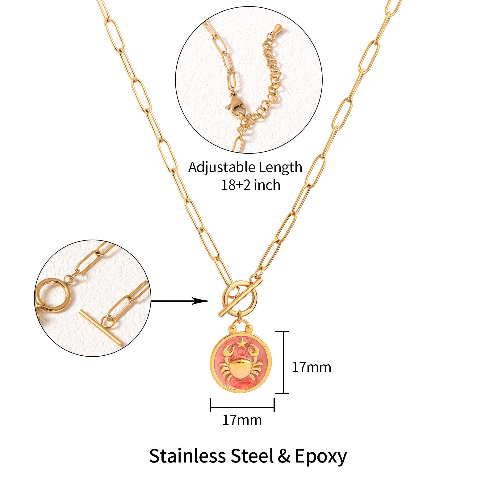 Multicolor Enamel Bottle Pendant Necklace For Adults With 18K Real Gold Plated 304 Stainless Steel And Paperclip Chain