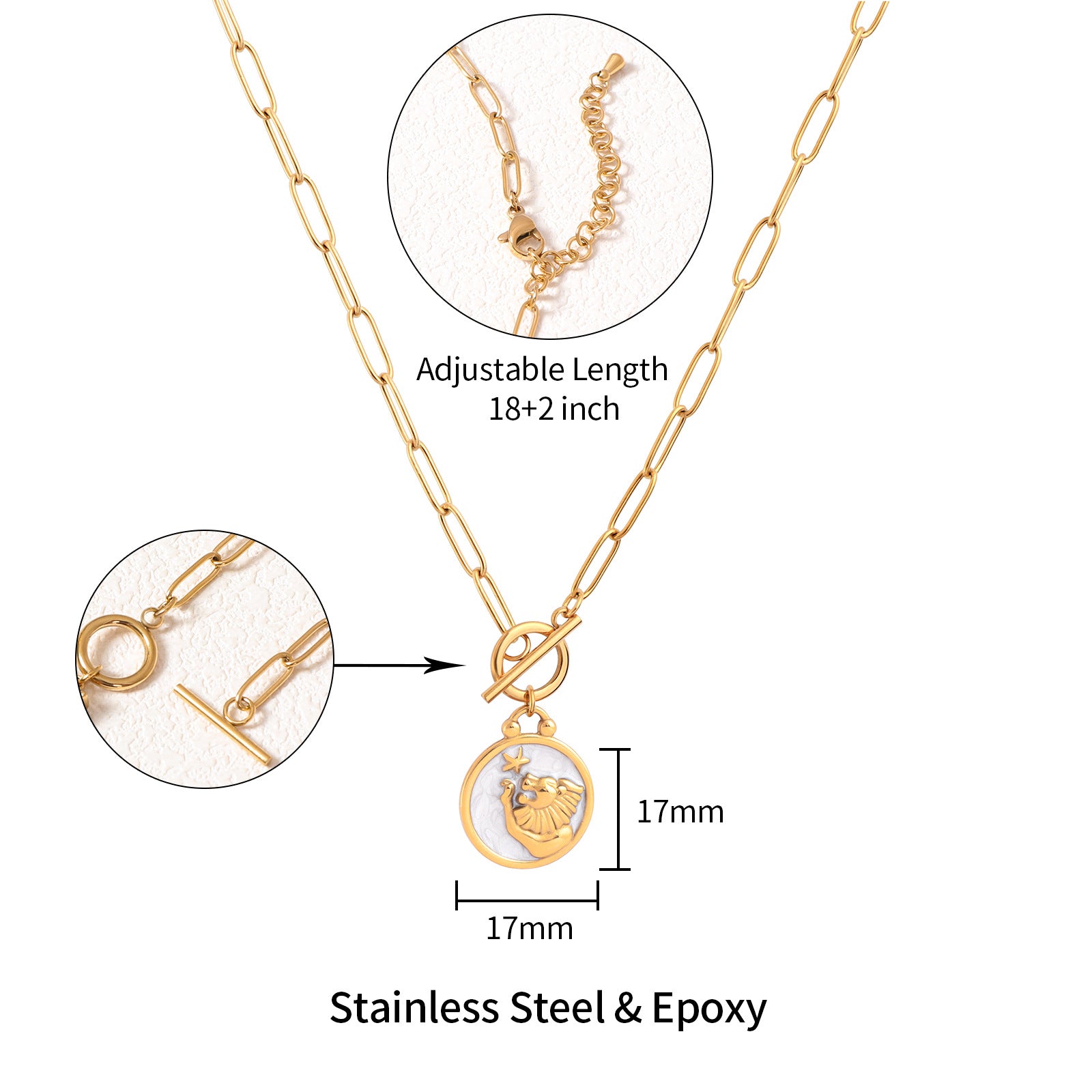 Multicolor Enamel Bottle Pendant Necklace For Adults With 18K Real Gold Plated 304 Stainless Steel And Paperclip Chain