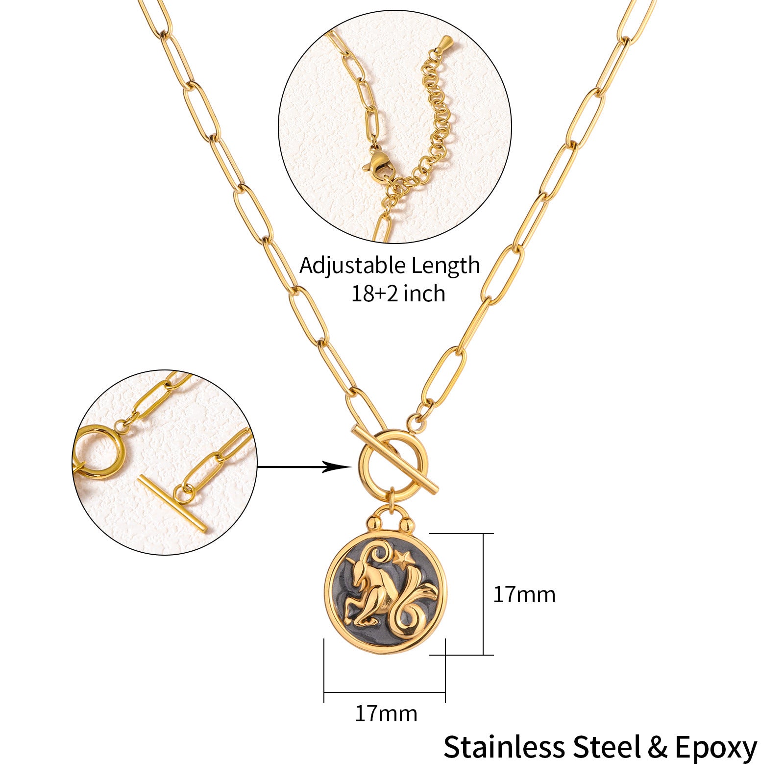 Multicolor Enamel Bottle Pendant Necklace For Adults With 18K Real Gold Plated 304 Stainless Steel And Paperclip Chain