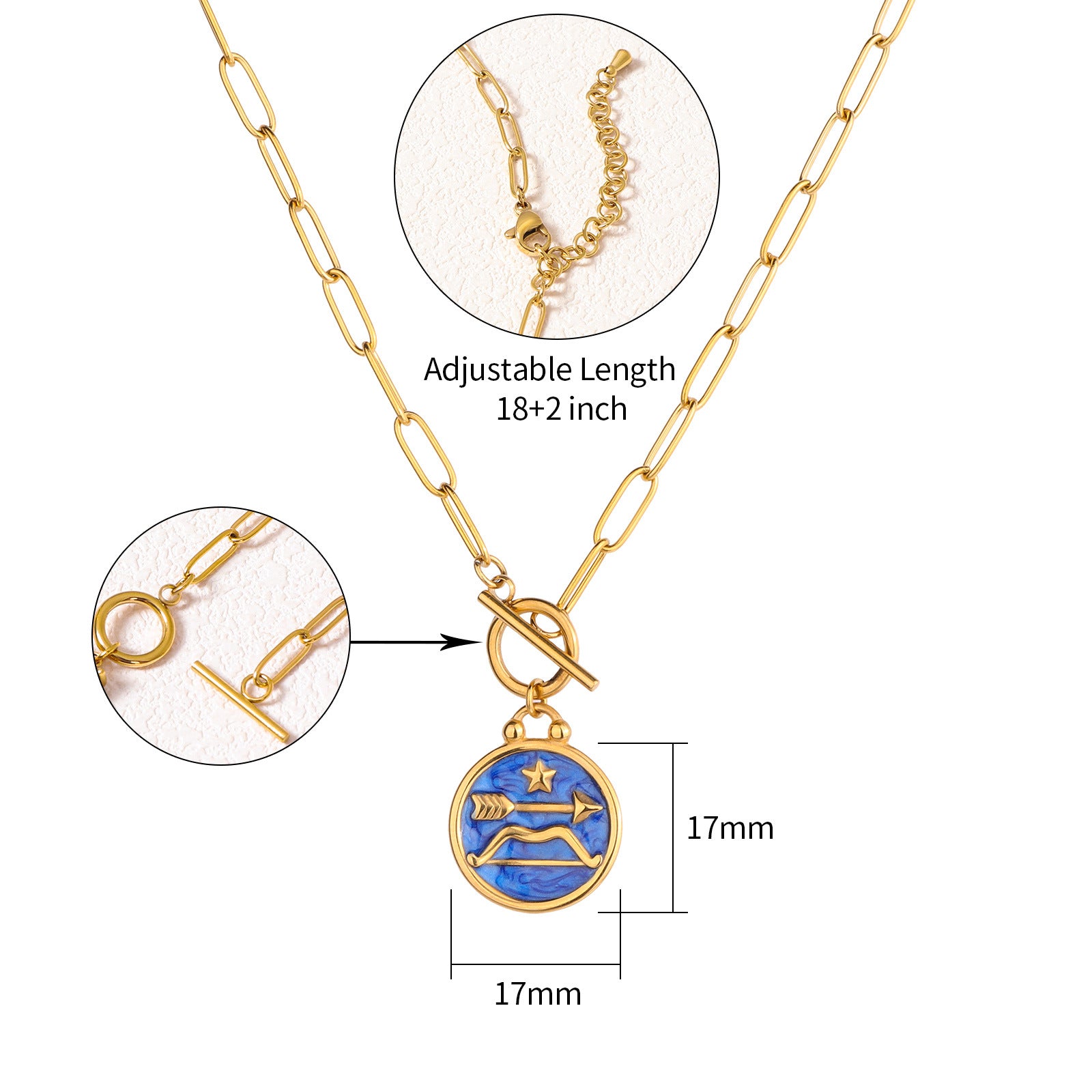 Multicolor Enamel Bottle Pendant Necklace For Adults With 18K Real Gold Plated 304 Stainless Steel And Paperclip Chain