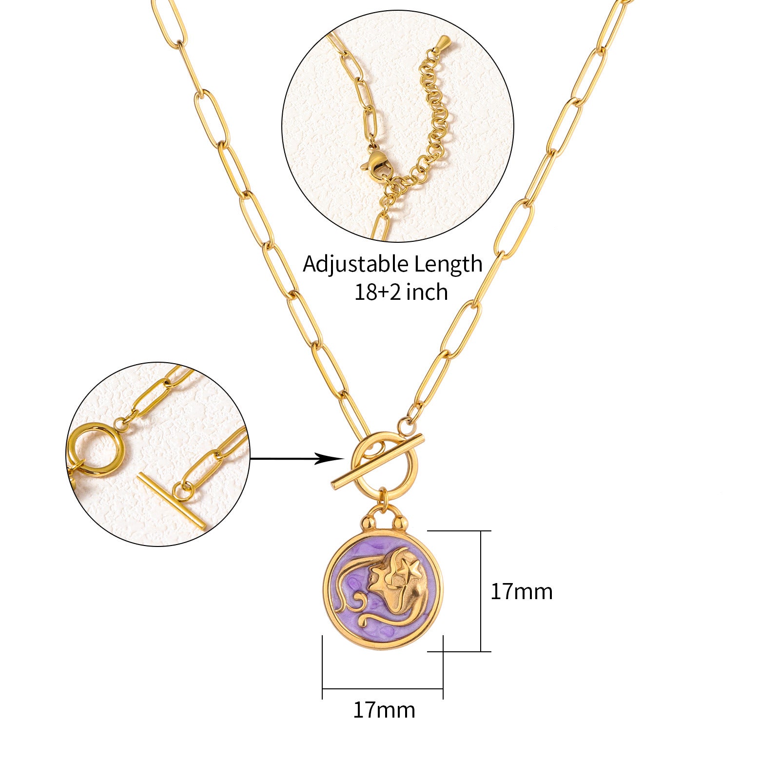 Multicolor Enamel Bottle Pendant Necklace For Adults With 18K Real Gold Plated 304 Stainless Steel And Paperclip Chain