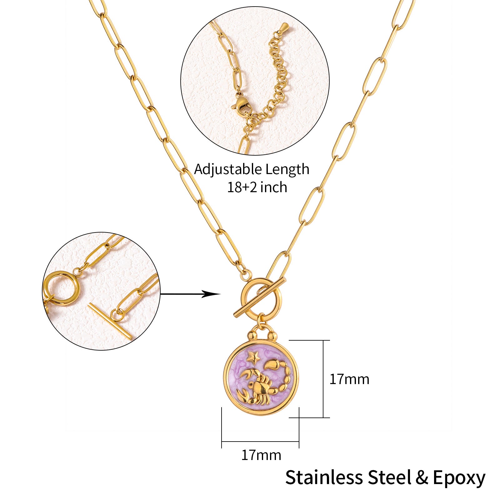 Multicolor Enamel Bottle Pendant Necklace For Adults With 18K Real Gold Plated 304 Stainless Steel And Paperclip Chain