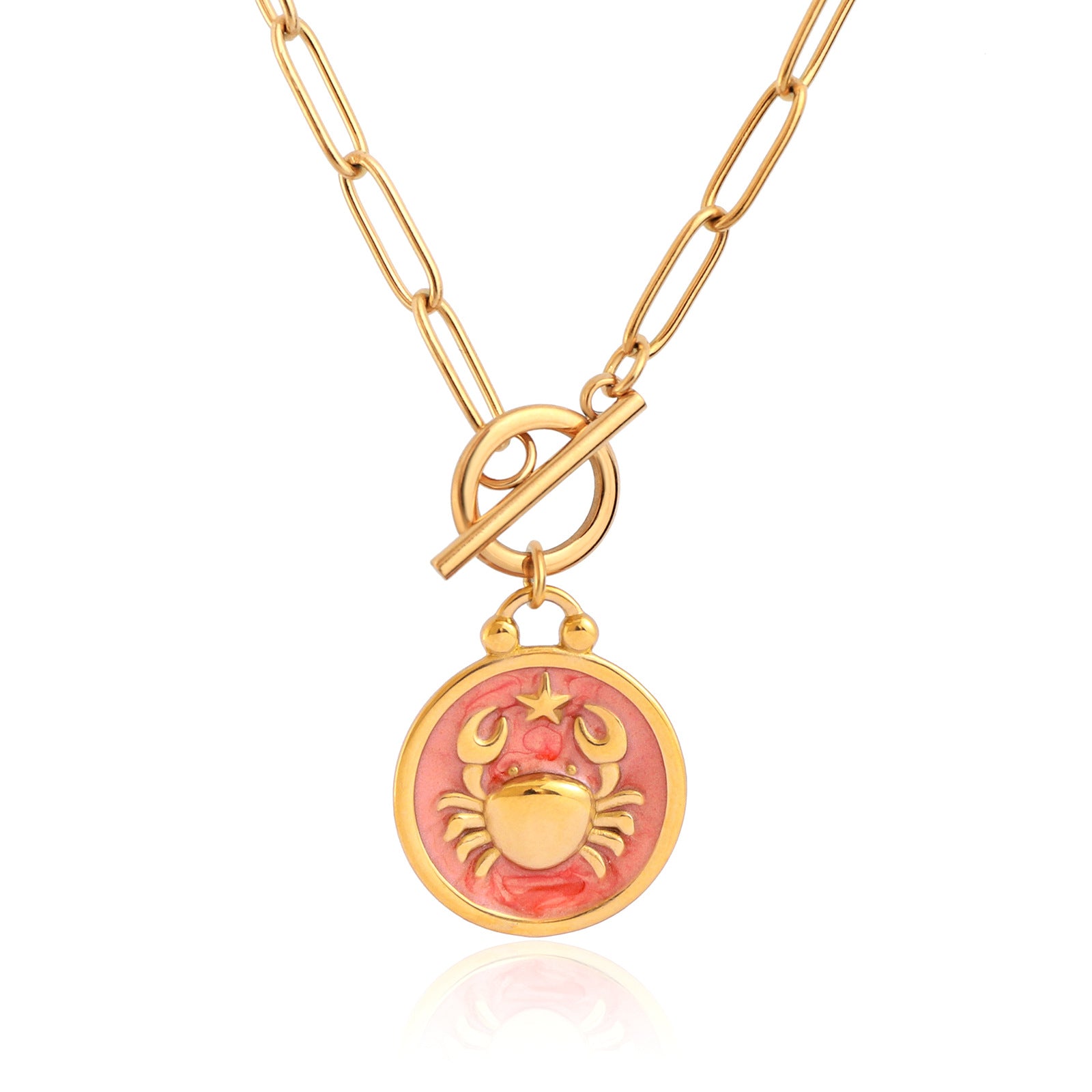 Multicolor Enamel Bottle Pendant Necklace For Adults With 18K Real Gold Plated 304 Stainless Steel And Paperclip Chain