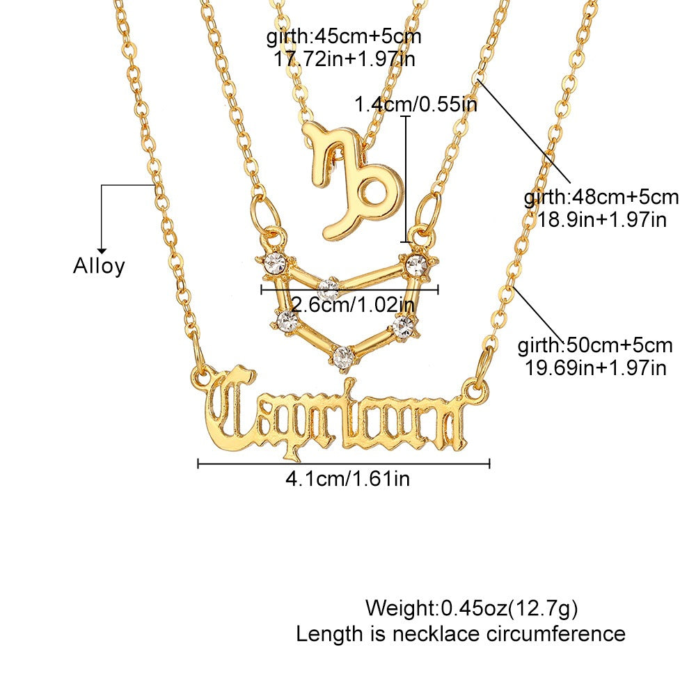 Aries Necklace For Women In Gold Alloy With Rhinestones Pendant And Cable Chain