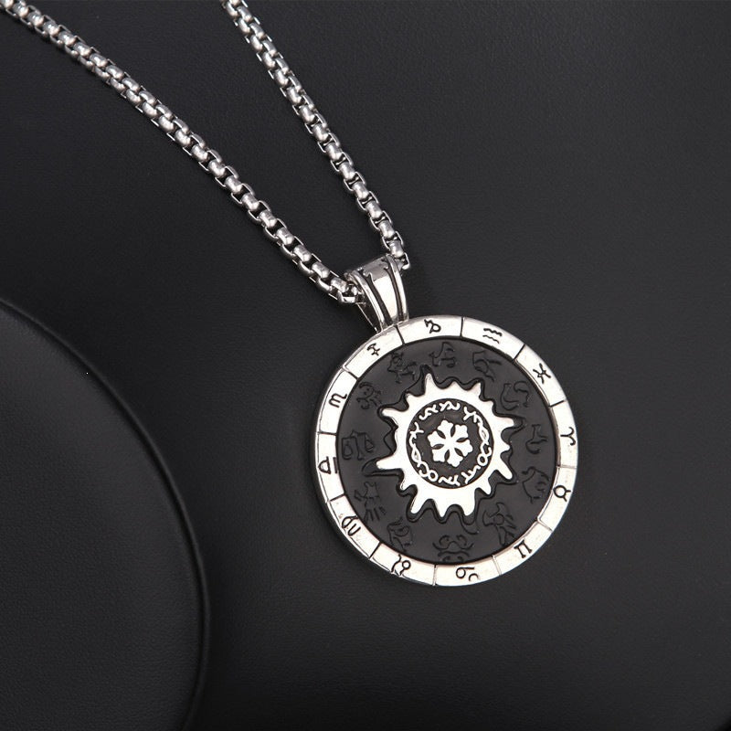 Hip-Hop Constellation Necklace In Titanium Steel With Alloy Pendant, Perfect For School Wear
