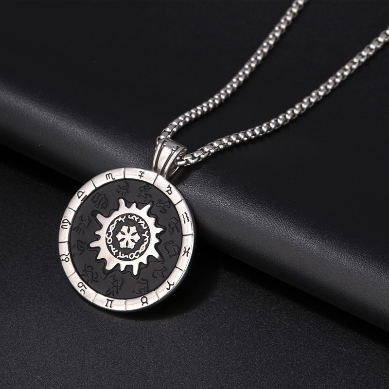 Hip-Hop Constellation Necklace In Titanium Steel With Alloy Pendant, Perfect For School Wear